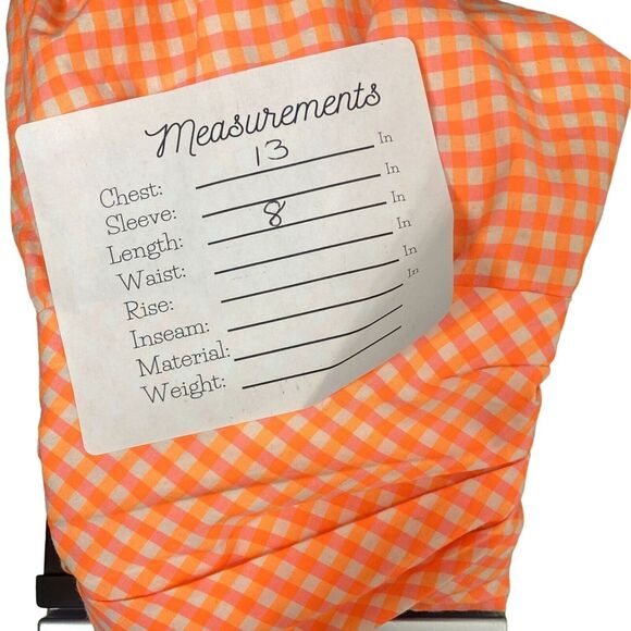 ZARA Gingham Ruched Smocked Back Crop Top Tie Straps XS Orange White #2975 - Picture 7 of 12